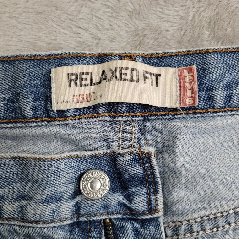 Levi's 550 Jeans Mens 36x34 Blue Light Wash Relaxed Tapered Zip Fly Denim Cotton